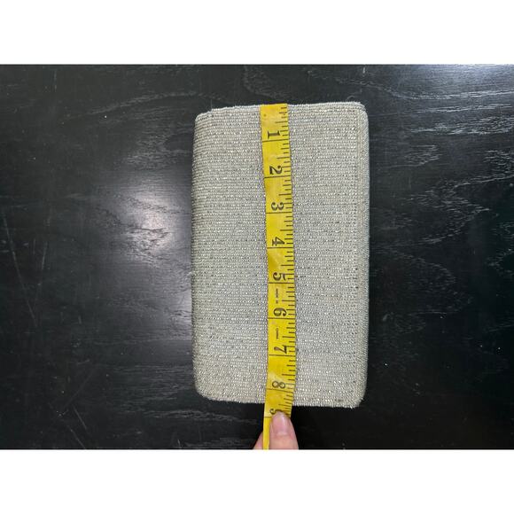 Carla Marchi Silver Metallic Beaded Clutch- Some inner staining- loose beads - Picture 5 of 9